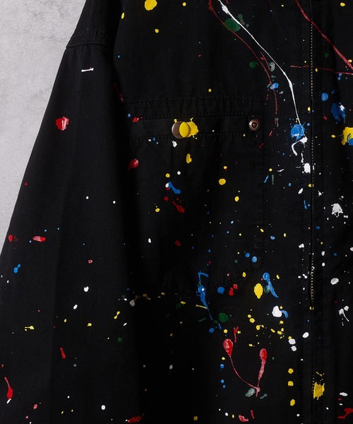 HAND PAINTED CHAIN STITCH LOGO SHORT ZIP-UP BLOUSON
