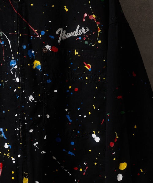 HAND PAINTED CHAIN STITCH LOGO SHORT ZIP-UP BLOUSON