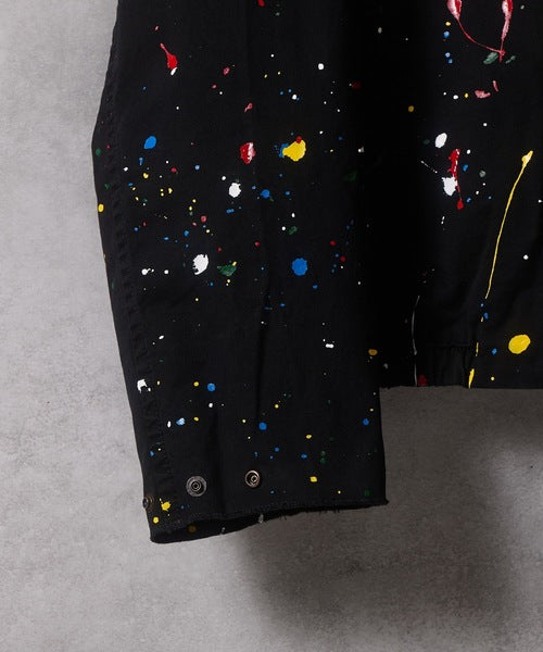 HAND PAINTED CHAIN STITCH LOGO SHORT ZIP-UP BLOUSON