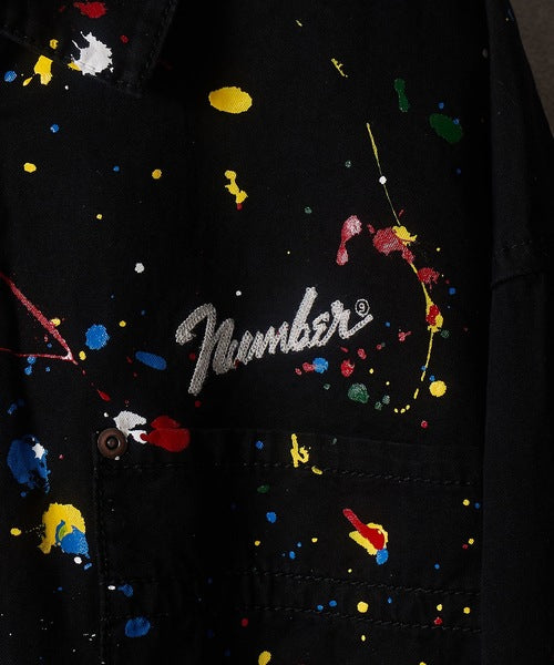 HAND PAINTED CHAIN STITCH LOGO SHORT ZIP-UP BLOUSON