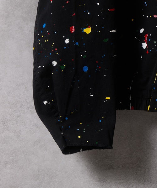 HAND PAINTED CHAIN STITCH LOGO SHORT ZIP-UP BLOUSON