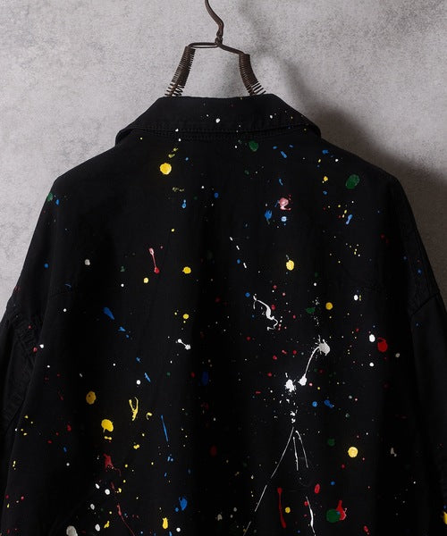 HAND PAINTED CHAIN STITCH LOGO SHORT ZIP-UP BLOUSON