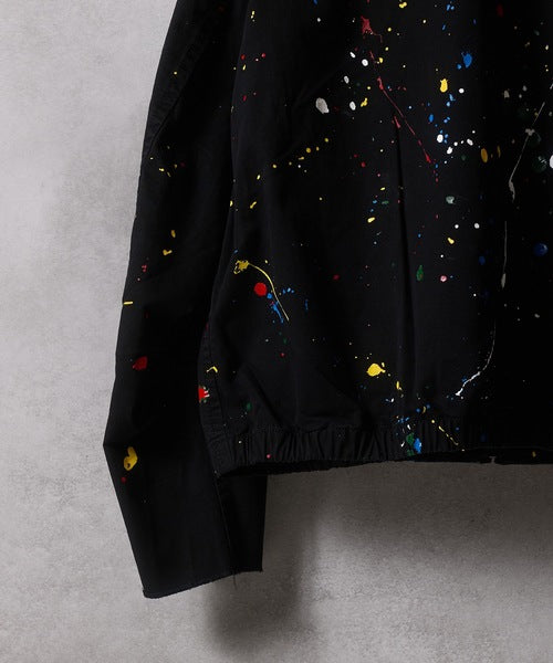HAND PAINTED CHAIN STITCH LOGO SHORT ZIP-UP BLOUSON