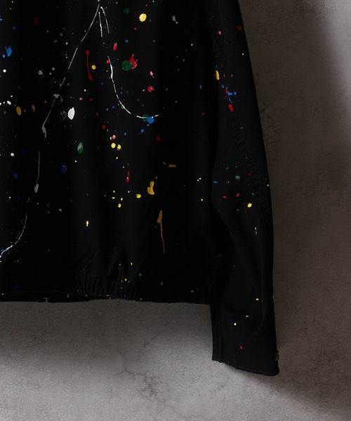 HAND PAINTED CHAIN STITCH LOGO SHORT ZIP-UP BLOUSON